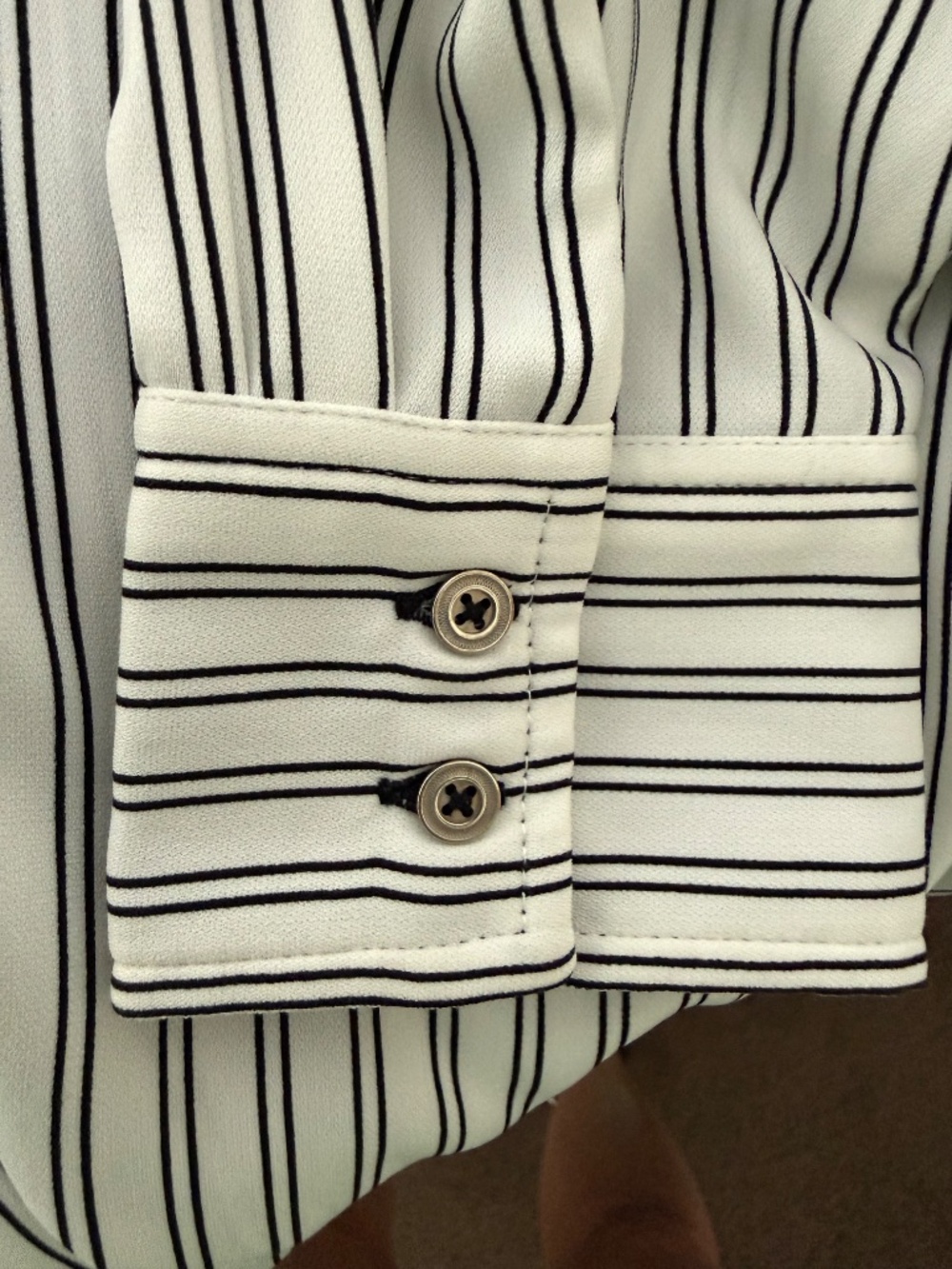 Dalia White & Black Striped Long Sleeve Button Down Blouse - Picture 3 of 4